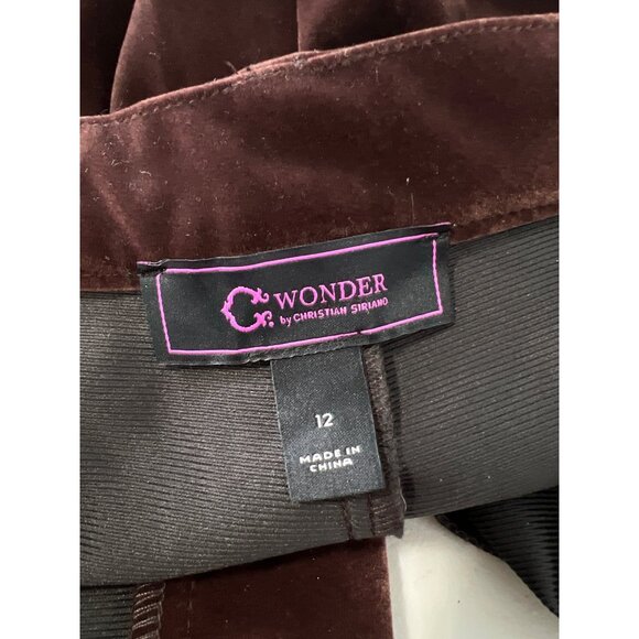 C Wonder by Christian Siriano Velvet Trouser Pant Size 12 Chocolate Plum Career - Picture 3 of 6